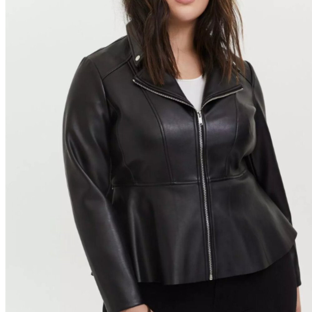 Torrid Faux Leather Peplum Moto Jacket 3X